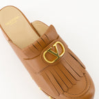 Open shoes VLogo Fringe Clogs Valentino Garavani Brown Femme