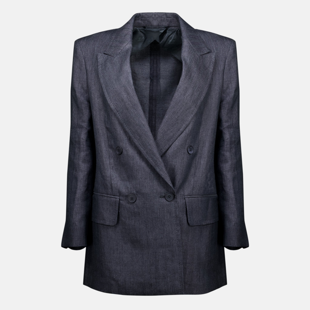 Vestes Blazer de Lino Chevron Gris Max Mara Gris Femme