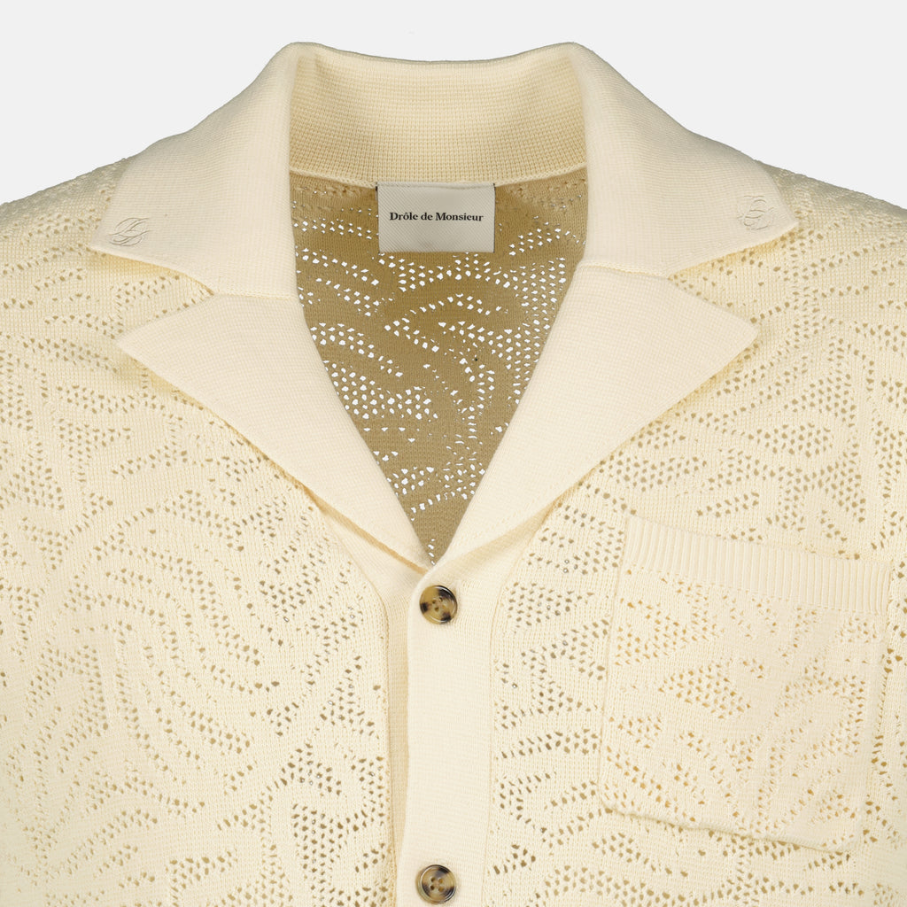 Imagem da camisa bege em renda da marca Drole De Monsieur para homem - Temporada Primavera-Verão 2026 - Vista Detalhada_1