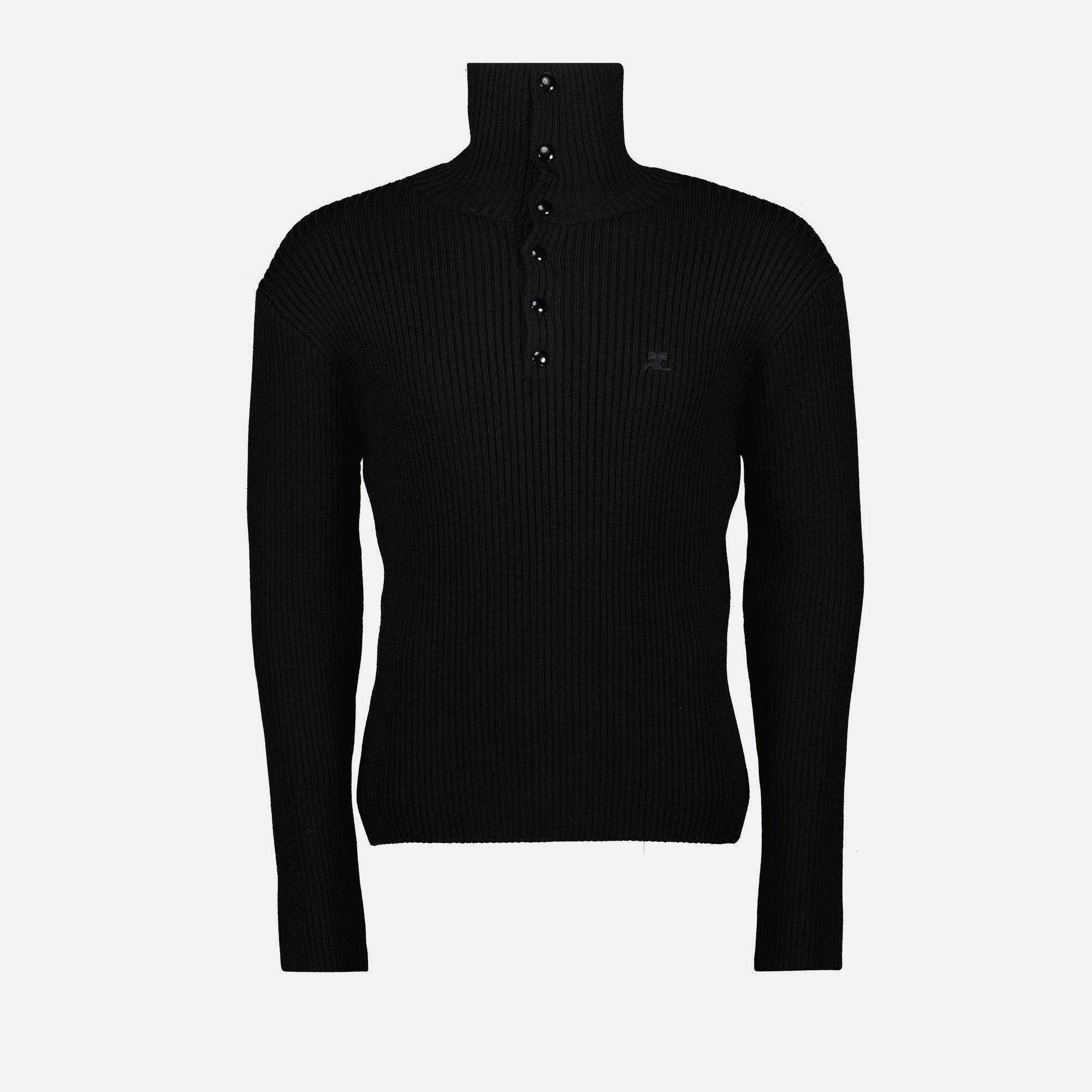 Image of the Courrèges brand wool polo shirt for men - Fall-Winter 2025 - Front View