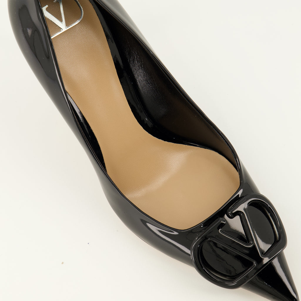 Escarpins VLogo Décolleté Nere in Pelle Verniciata Valentino Garavani Noir Femme