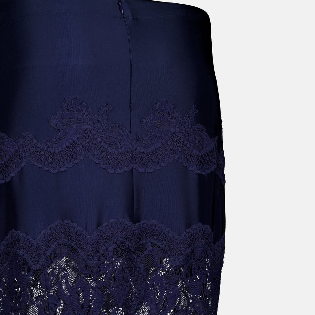 Jupes Falda Midi de Encaje Azul Marino Rabanne Bleu foncé Femme