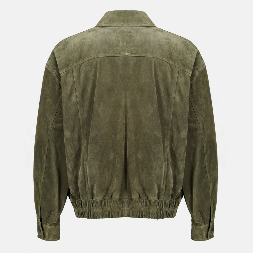 Vestes 카키 가죽 스웨이드 봄버 Saint Laurent Kaki Homme