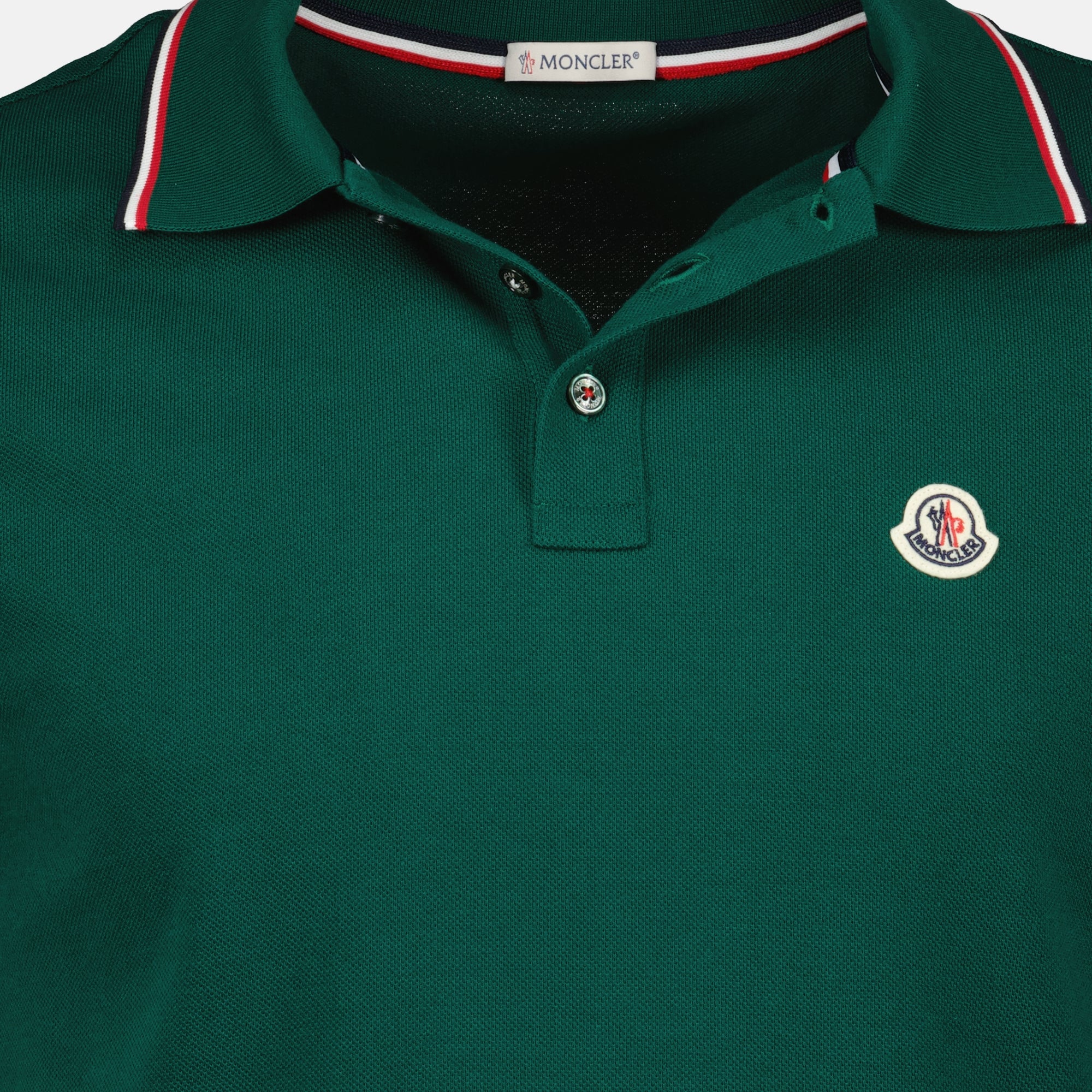 Bild des Herren-Polohemds aus grünem Baumwoll-Piqué von Moncler - Frühjahr-Sommer 2026 - Detailansicht_2