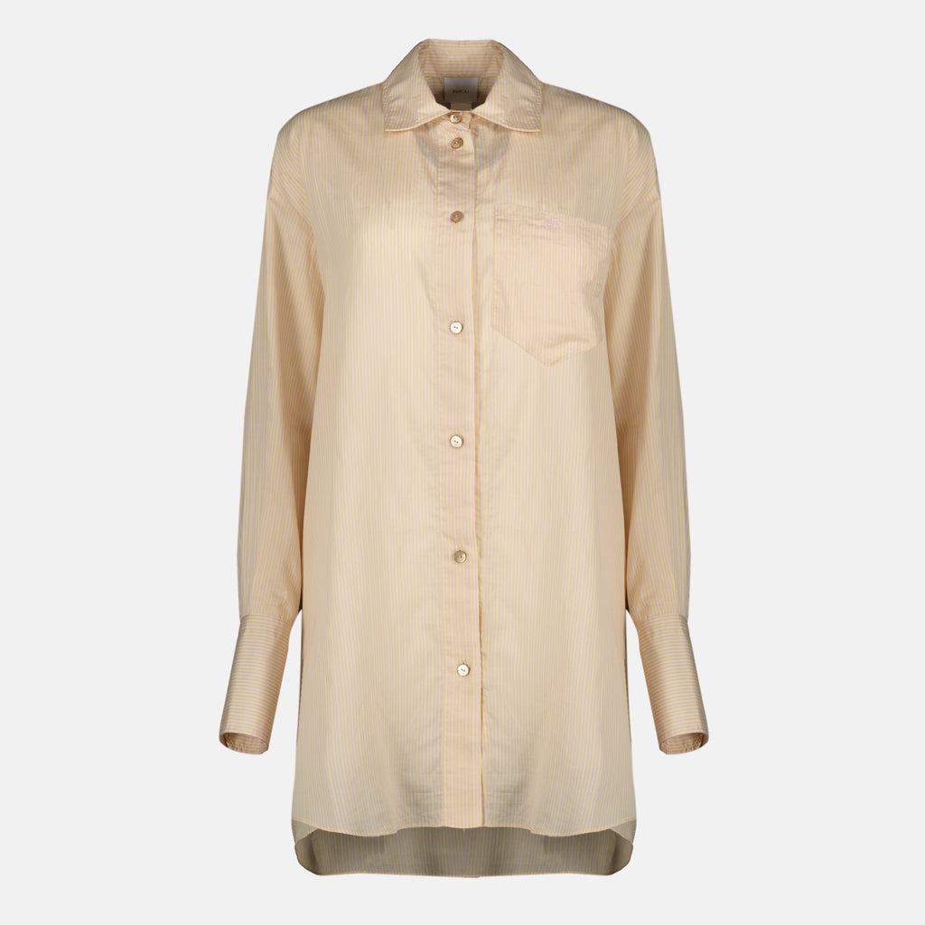 Chemises Camisa de Seda Rayada Oversized Beig Patou Rose Femme
