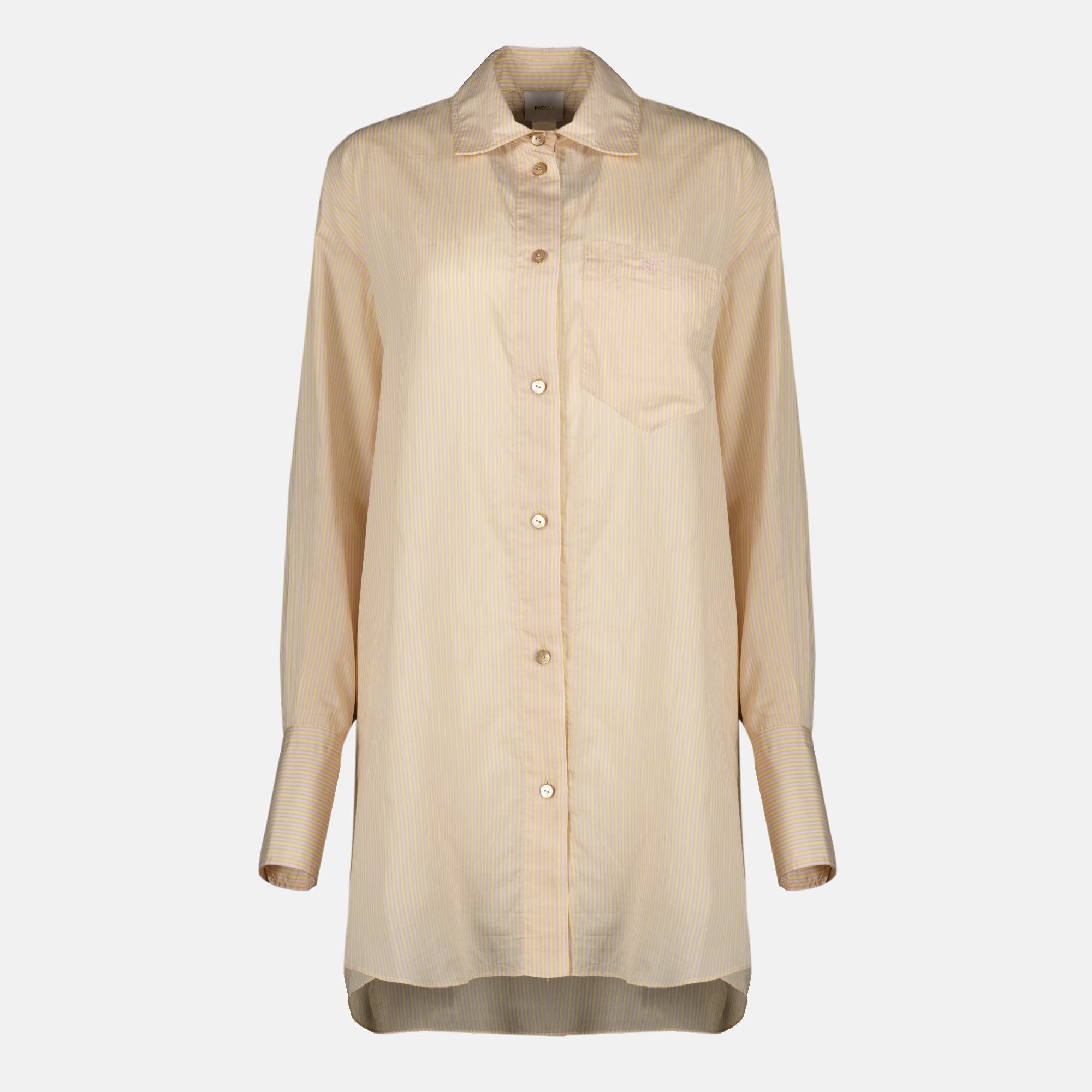 Chemises Camisa de Seda Rayada Oversized Beig Patou Rose Femme