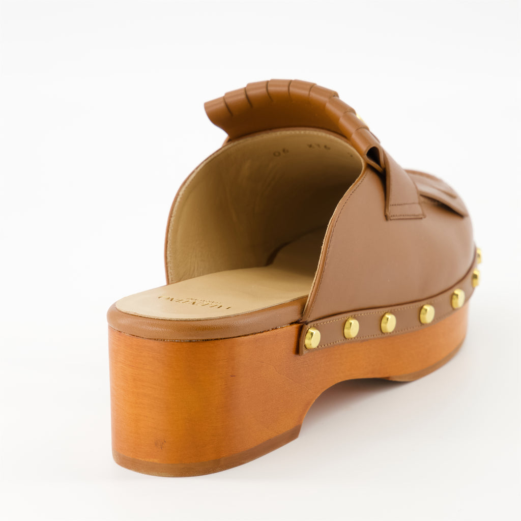 Open shoes VLogo Fringe Clogs Valentino Garavani Brown Femme