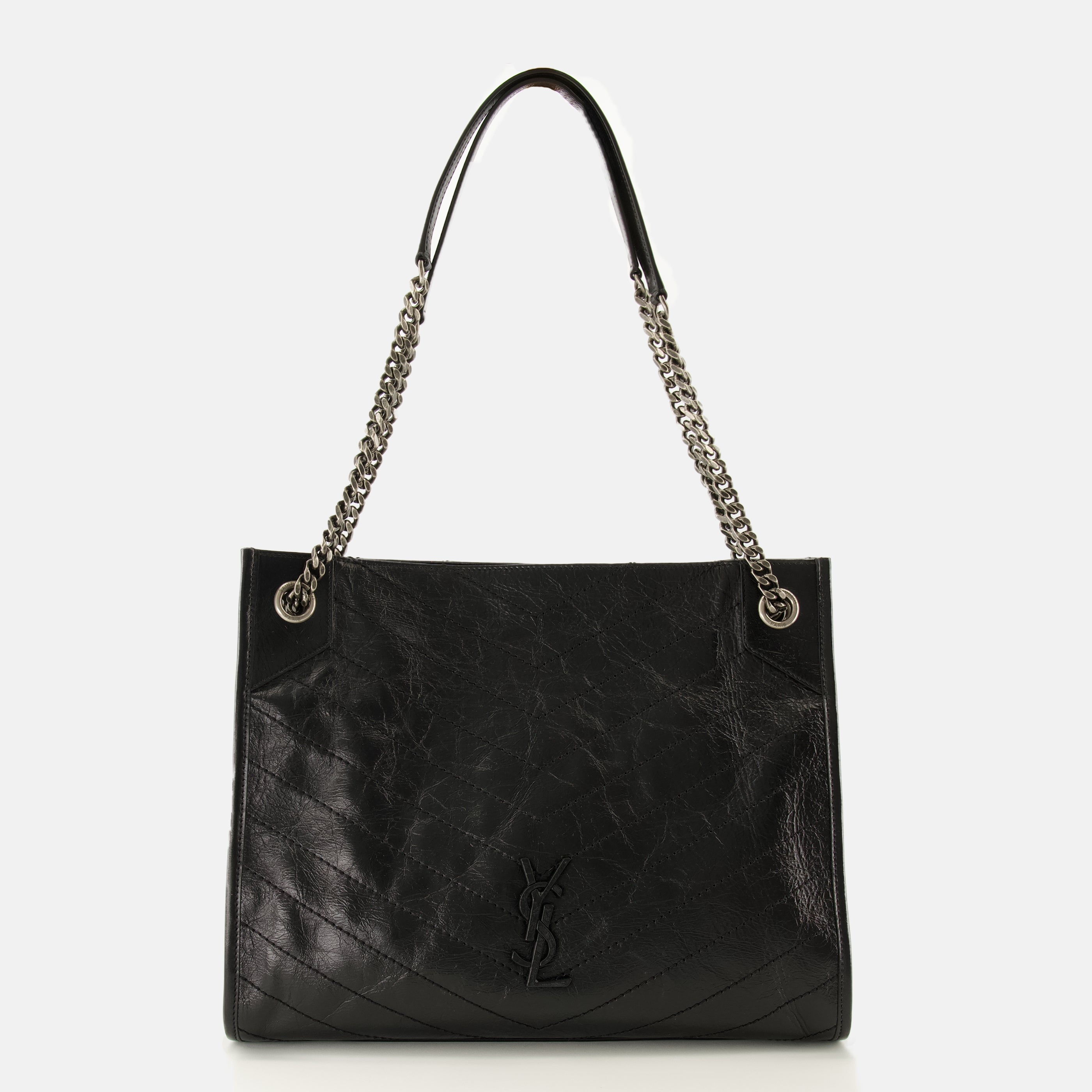 Sacs à main et épaule Sac Niki shopping en cuir vintage noir Saint Laurent Noir Femme
