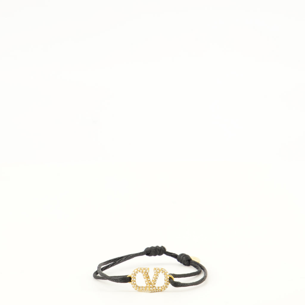 Bijoux VLogo Bracelet in Cotton and Swarovski® Crystals Valentino Garavani Noir Femme