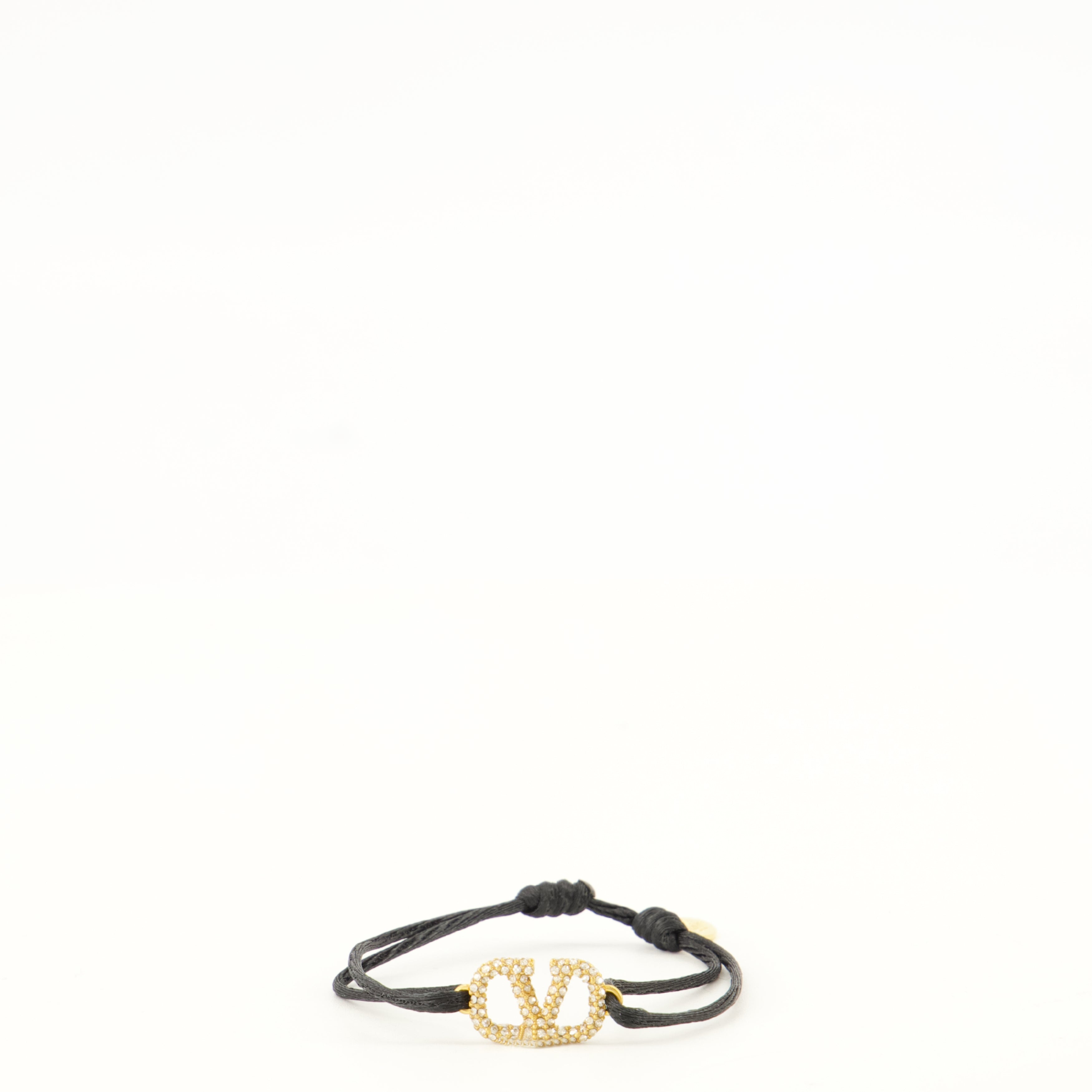 Bijoux VLogo Bracelet in Cotton and Swarovski® Crystals Valentino Garavani Noir Femme