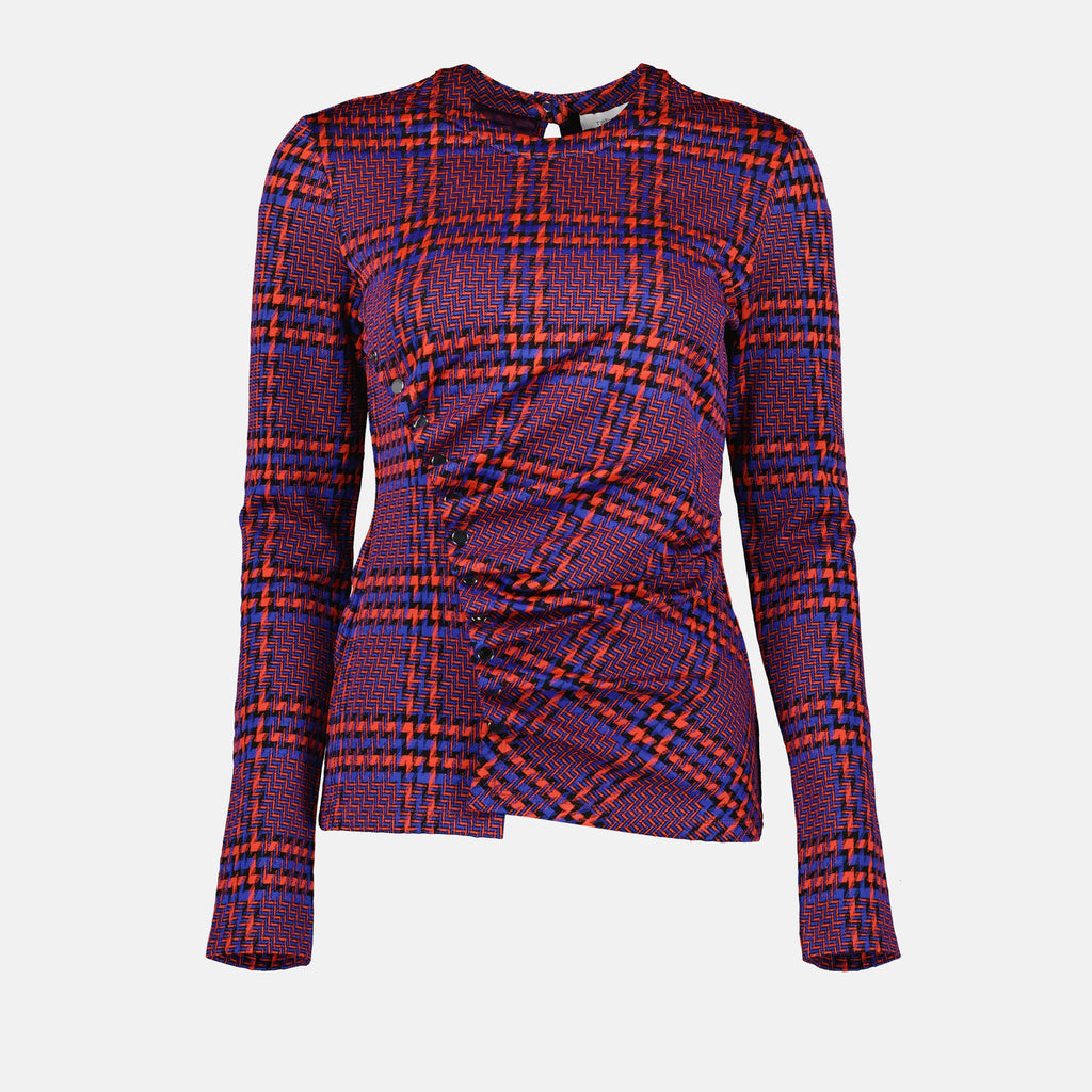 Tops Plaid Draped Top Rabanne Purple Femme