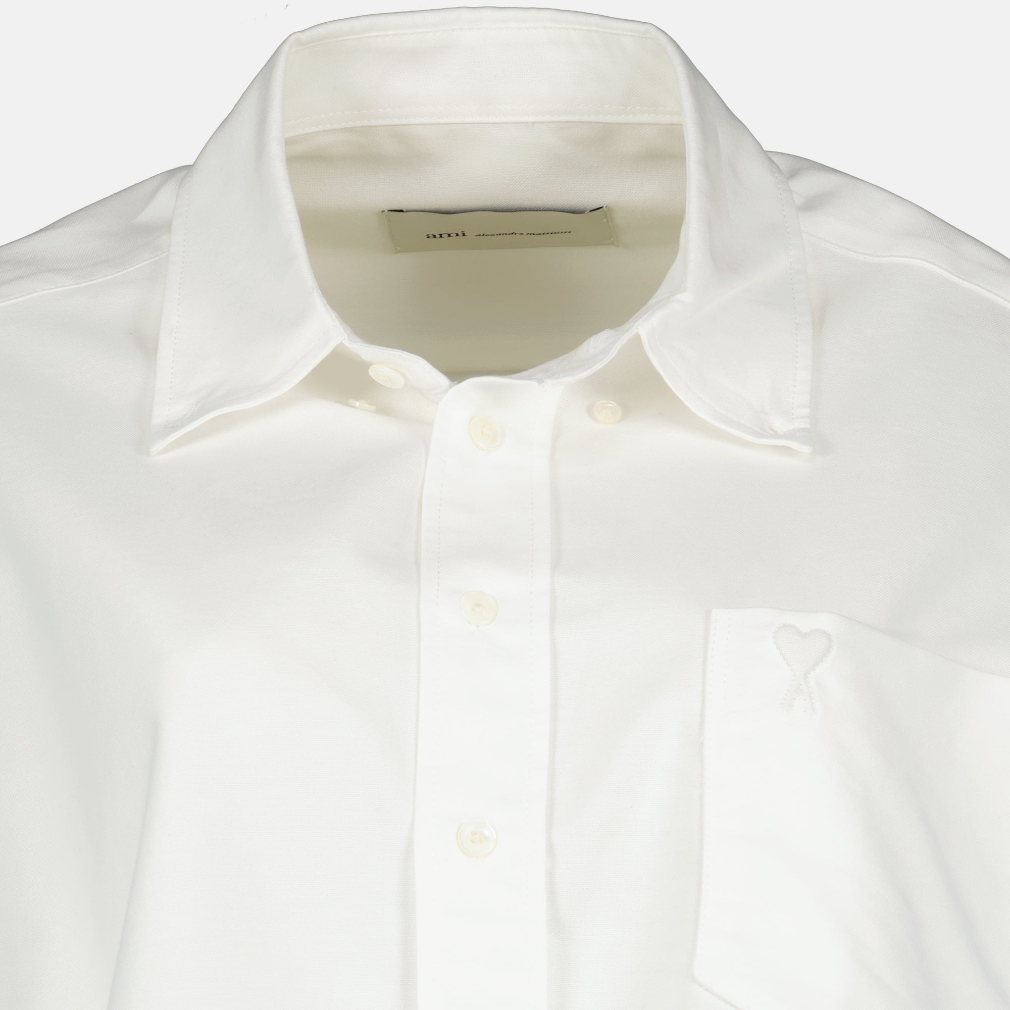 Image de l'article Chemise AMI de coeur crop blanche de la marque Ami PARIS pour Femme - Saison Printemps-Été 2026 - Vue détaillée_2