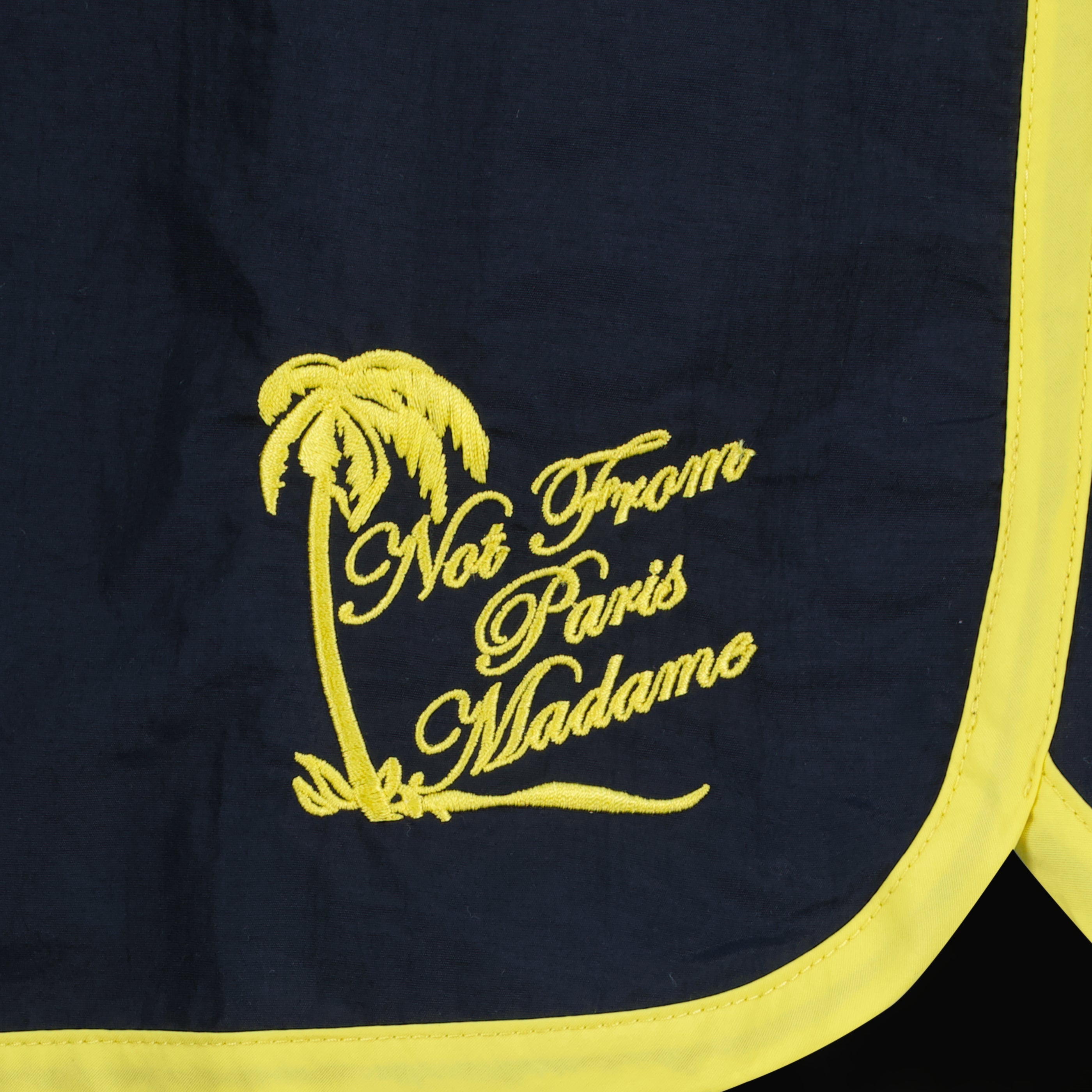 Bild der Drole De Monsieur Herren Badehose aus marineblauem Nylon mit Palmen - Frühling-Sommer 2026 - Detailansicht_1