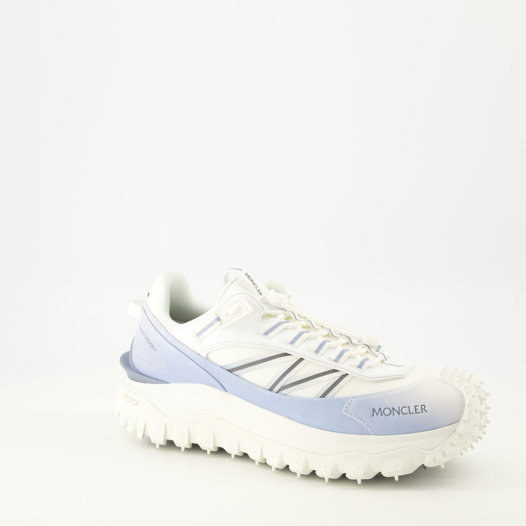 Image of the Moncler Men's Trailgrip Blue Sneakers - Spring-Summer 2026 - Front three-quarter right view