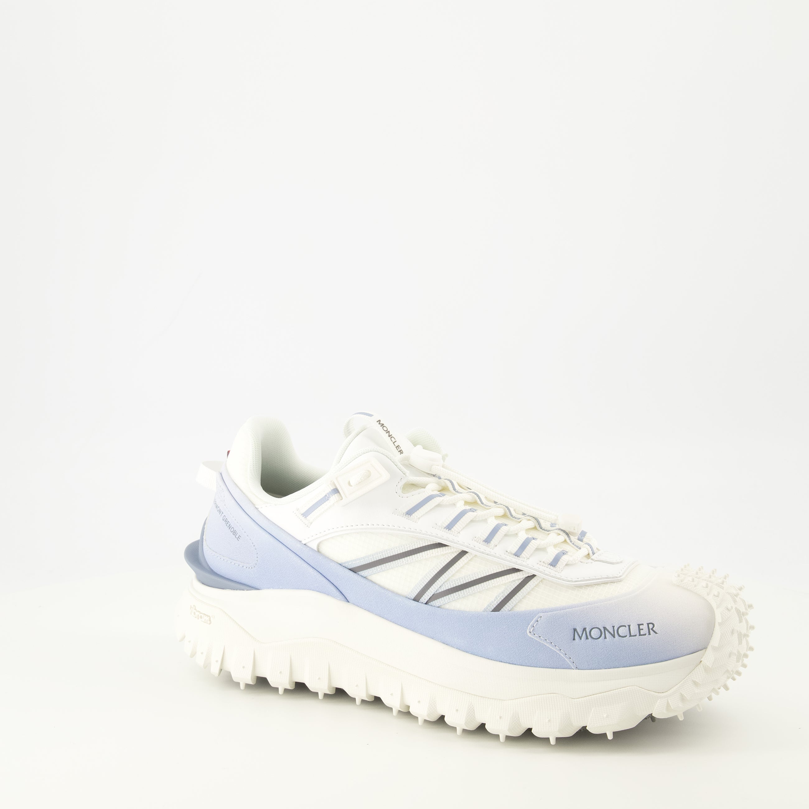 Image of the Moncler Men's Trailgrip Blue Sneakers - Spring-Summer 2026 - Front three-quarter right view