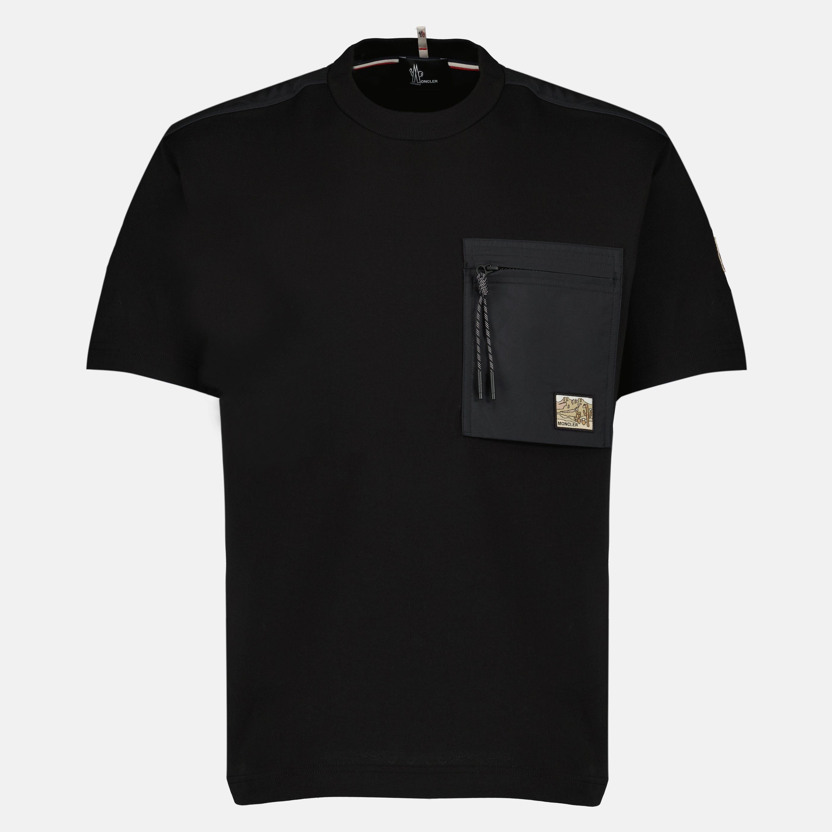 T-shirts T-shirt en coton avec poche noir Moncler Grenoble Noir Homme