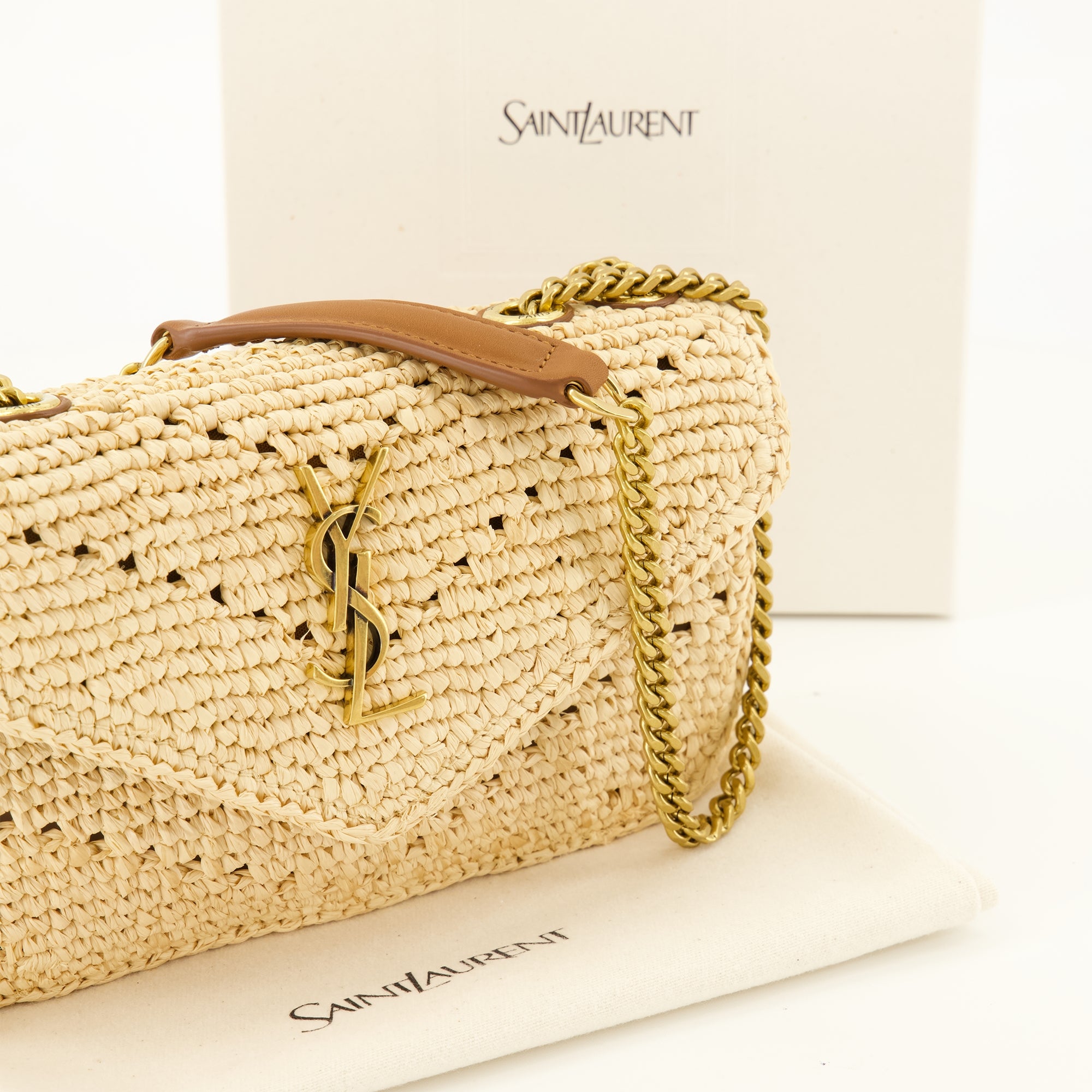 Sacs bandoulière Bolso Loulou Mini en Raffia Beige Saint Laurent Beige Femme