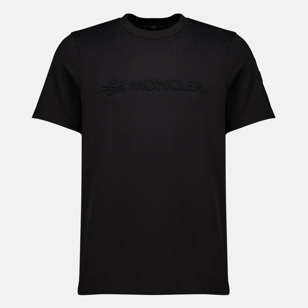 T-shirts Camiseta de algodón con logo negro Moncler Noir Homme