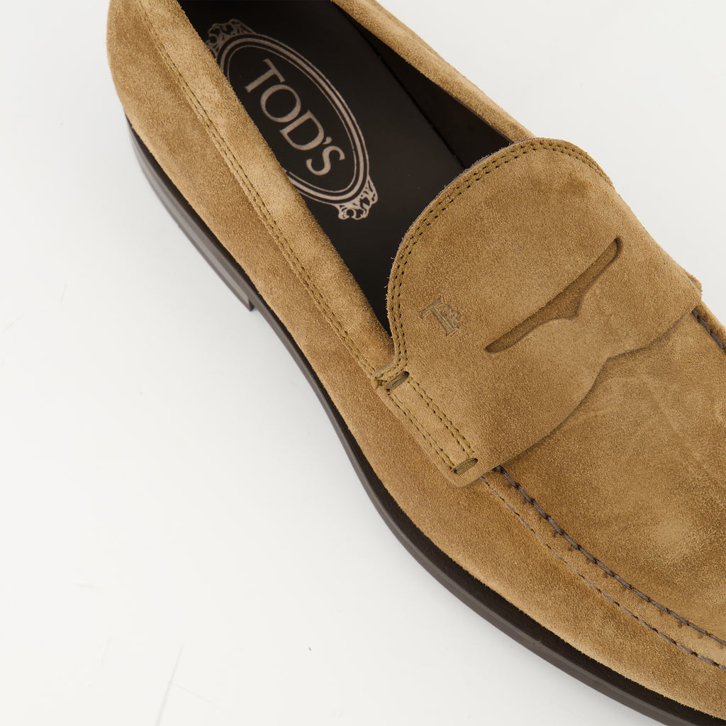 Image of the Tod's suede leather loafers for men - Autumn-Winter 2025 season - Detailed top view
