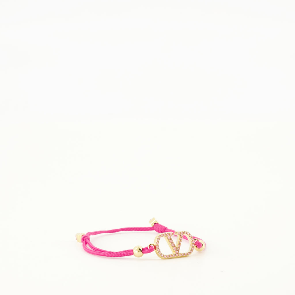 Bijoux Pulsera VLogo en Algodón y Cristales Swarovski® Rosa Valentino Garavani Rose Femme