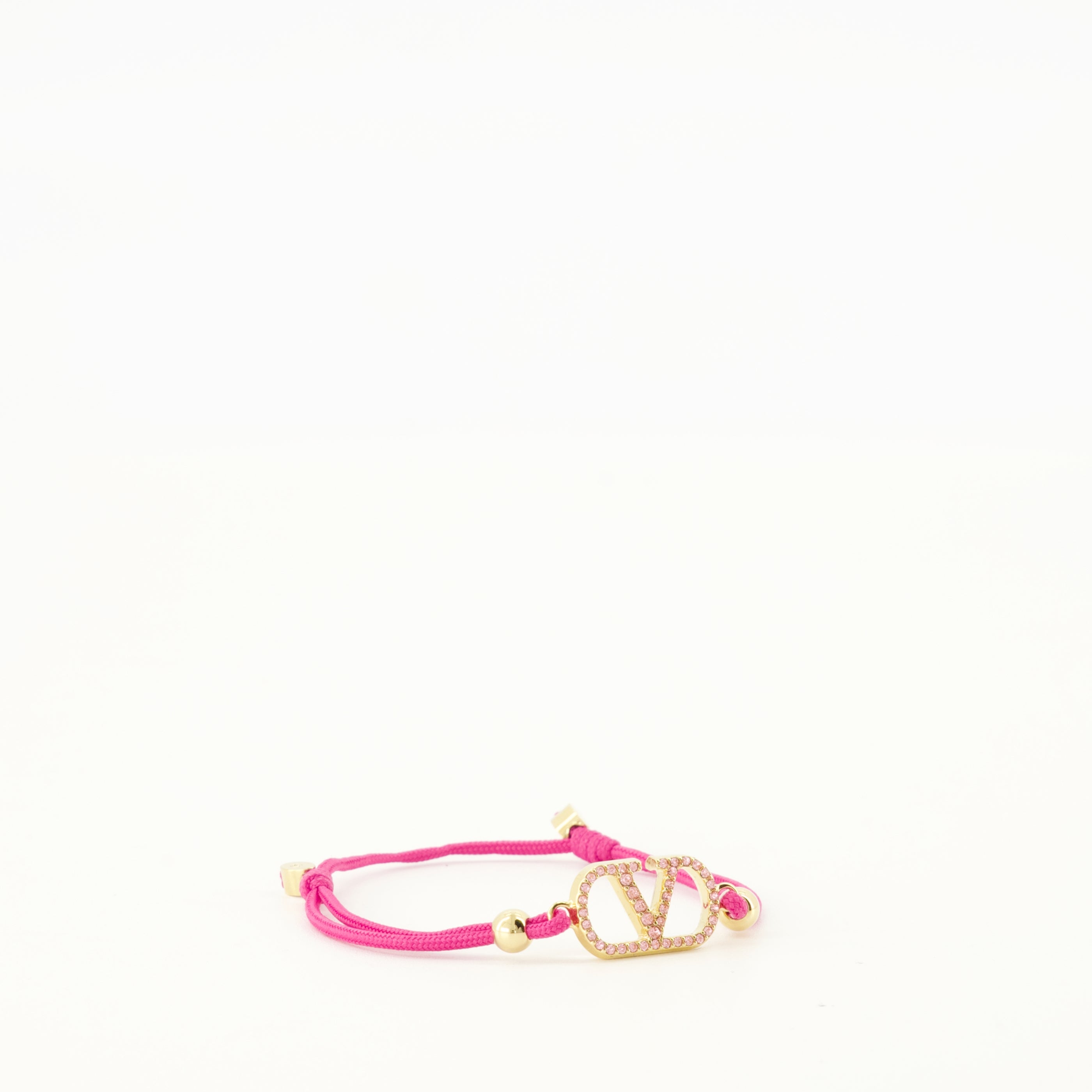 Bijoux VLogo ブレスレット コットンとSwarovski®クリスタル ピンク Valentino Garavani Rose Femme