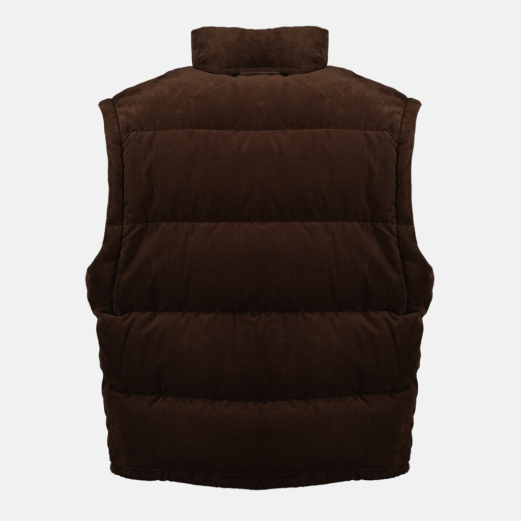 Image of the brown corduroy puffer jacket from Prada for Men - Autumn-Winter 2025 - Detailed View_2