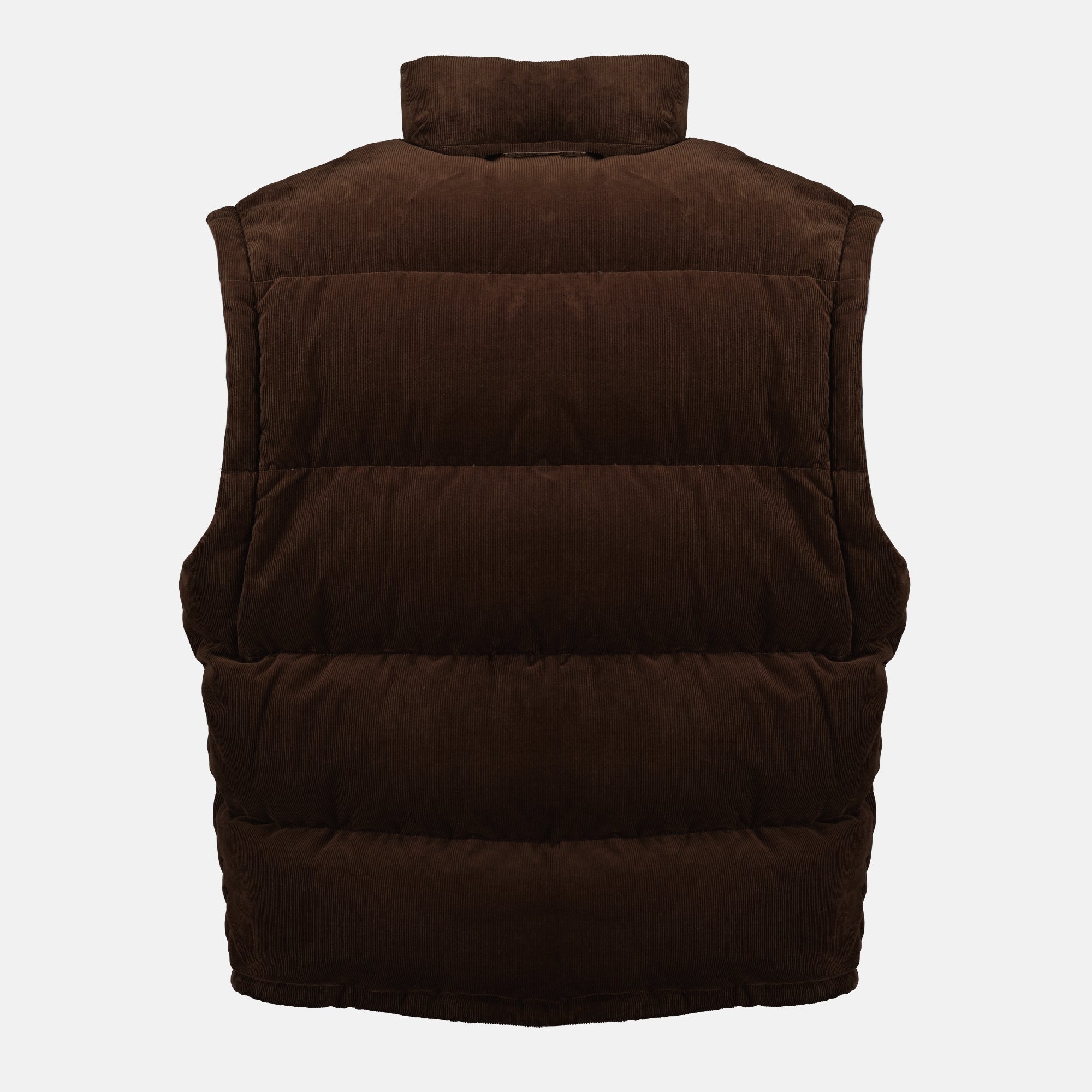 Image of the brown corduroy puffer jacket from Prada for Men - Autumn-Winter 2025 - Detailed View_2