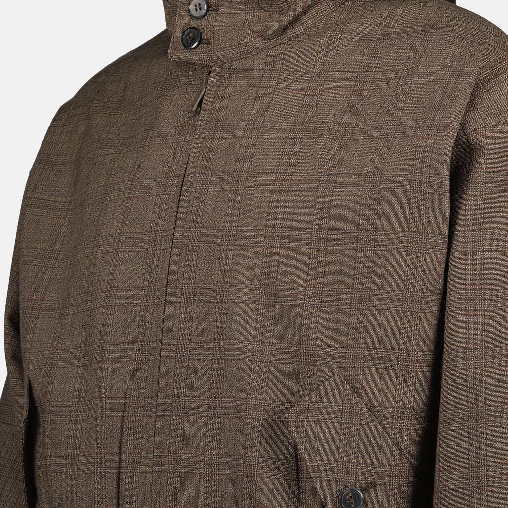 プラダのメンズウールチェックジャケット - 2026年春夏コレクション - 詳細ビュー_1の画像