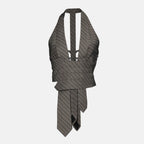 Imagen del top Reyer gris con lazos de la marca Christopher Esber para Mujer - Temporada Primavera-Verano 2026 - Vista Frontal
