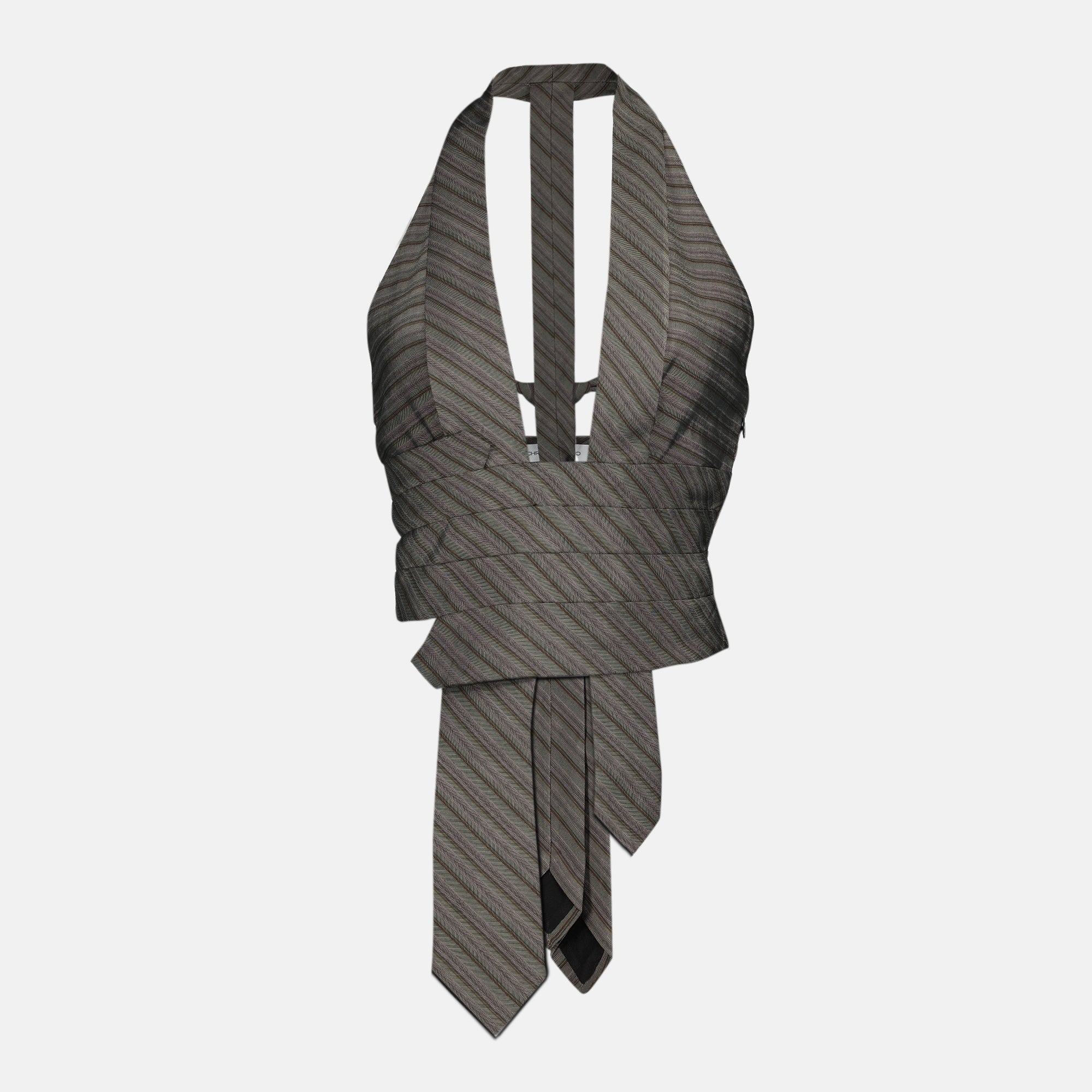 Immagine del top Reyer grigio con cravatte del marchio Christopher Esber per Donna - Stagione Primavera-Estate 2026 - Visuale Frontale