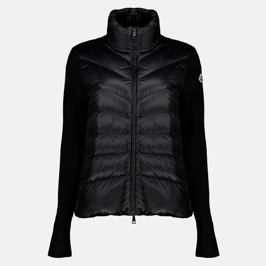 Vestes Cárdigan Negro de Dos Materiales Moncler Noir Femme