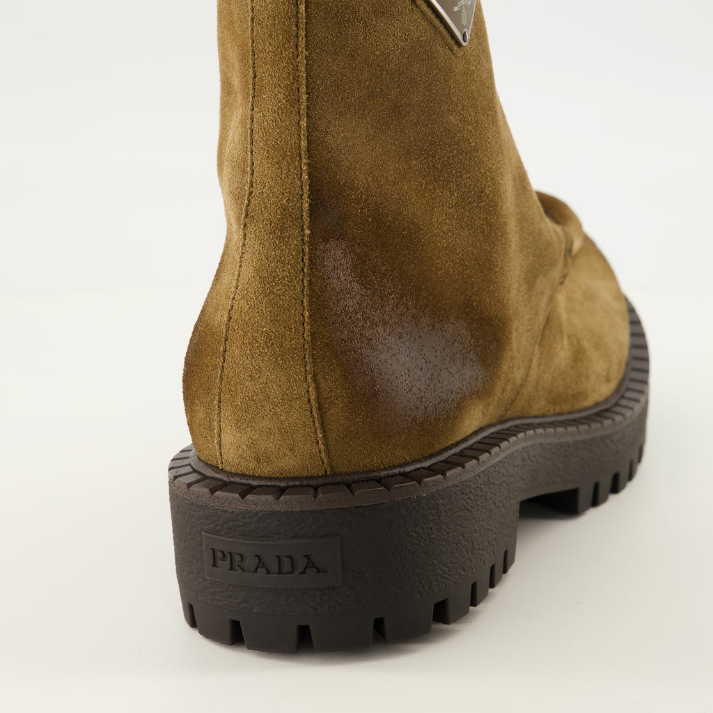 Bottes et bottines Botas de Tobillo de Ante Marrón Prada Marron Homme