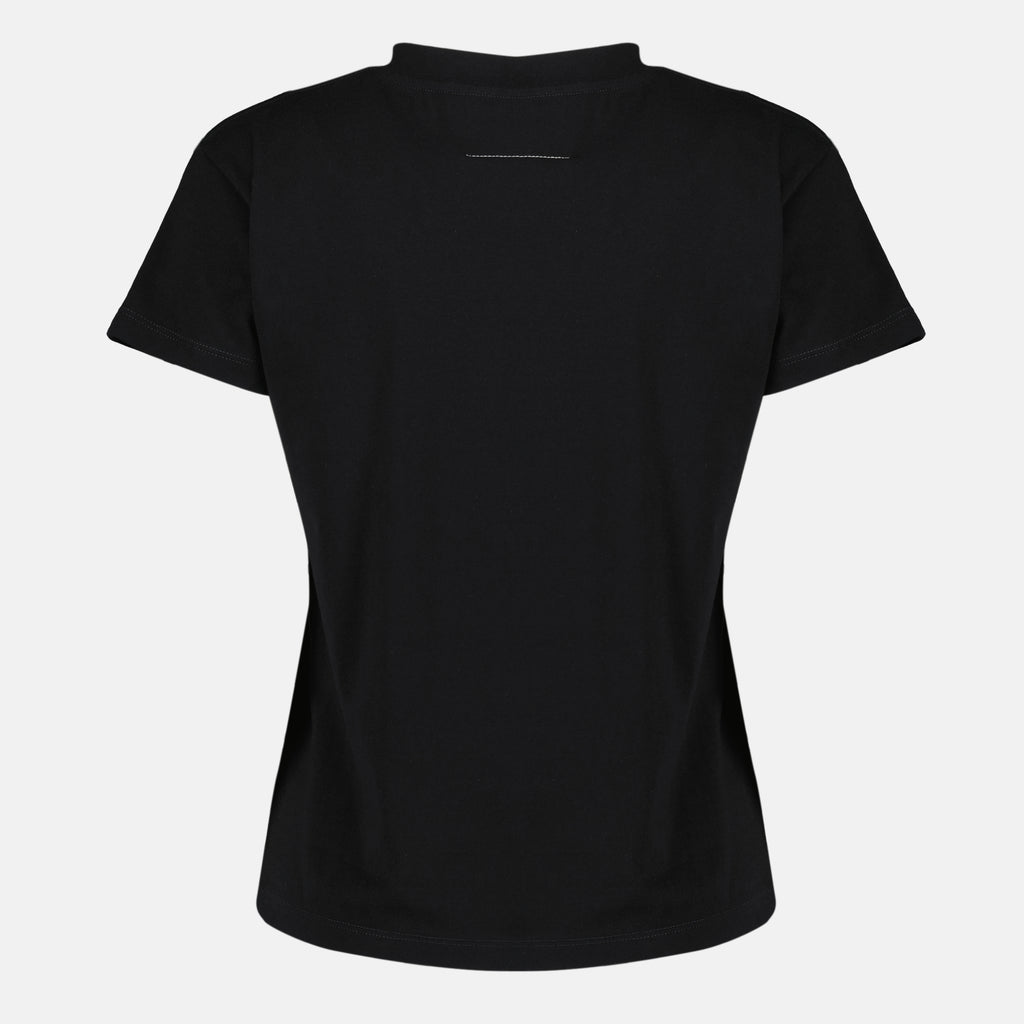 T-shirts T-shirt Signature Nera in Cotone Mm6 Noir Femme