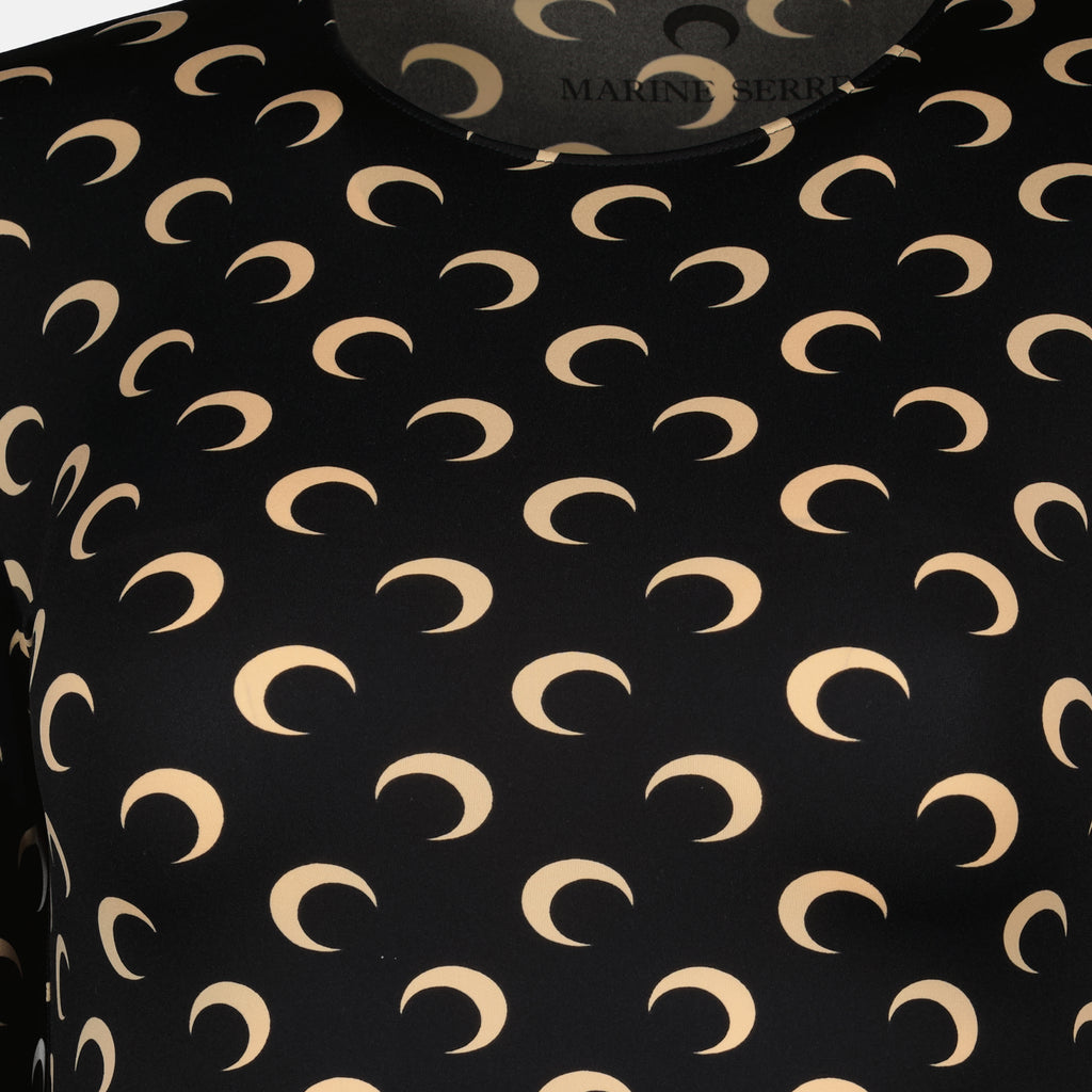 Image de l'article Top Jersey Moon noir et beige de la marque Marine Serre pour Femme - Saison Automne-Hiver 2025 - Vue détaillée_2