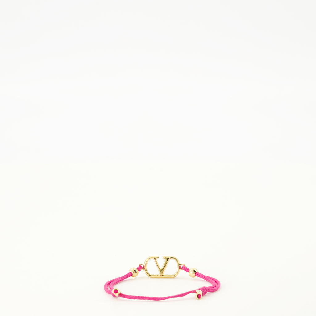 Bijoux Pulsera VLogo en Algodón y Cristales Swarovski® Rosa Valentino Garavani Rose Femme