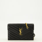 Sacs bandoulière カサンドル ウォレット ブラックレザー チェーン付き Saint Laurent Noir Femme