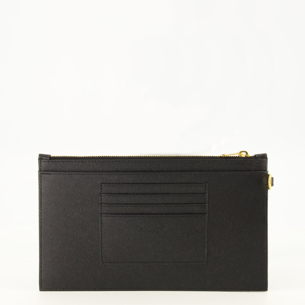 Pochettes Cassandre Leder-Clutch in Schwarz Saint Laurent Noir Femme