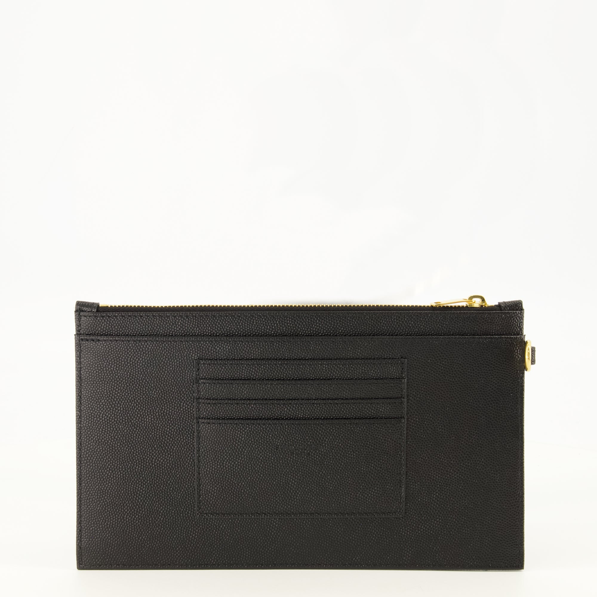 Pochettes Cassandre Leather Clutch in Black Saint Laurent Noir Femme