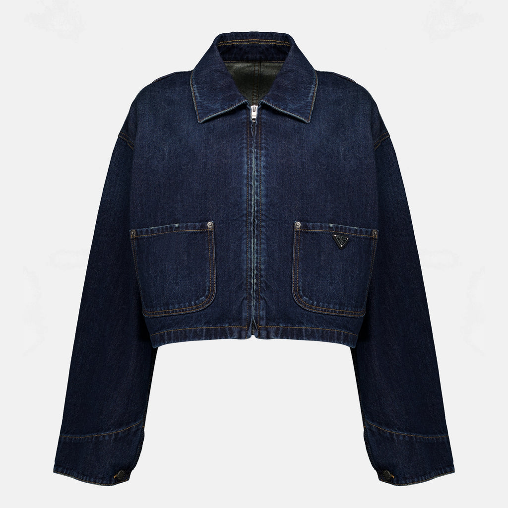 Vestes 다크 블루 데님 자켓 Prada Bleu foncé Femme