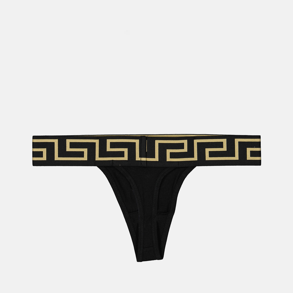 Unterwäsche und homewear String Medusa Greca Versace Schwarz Femme