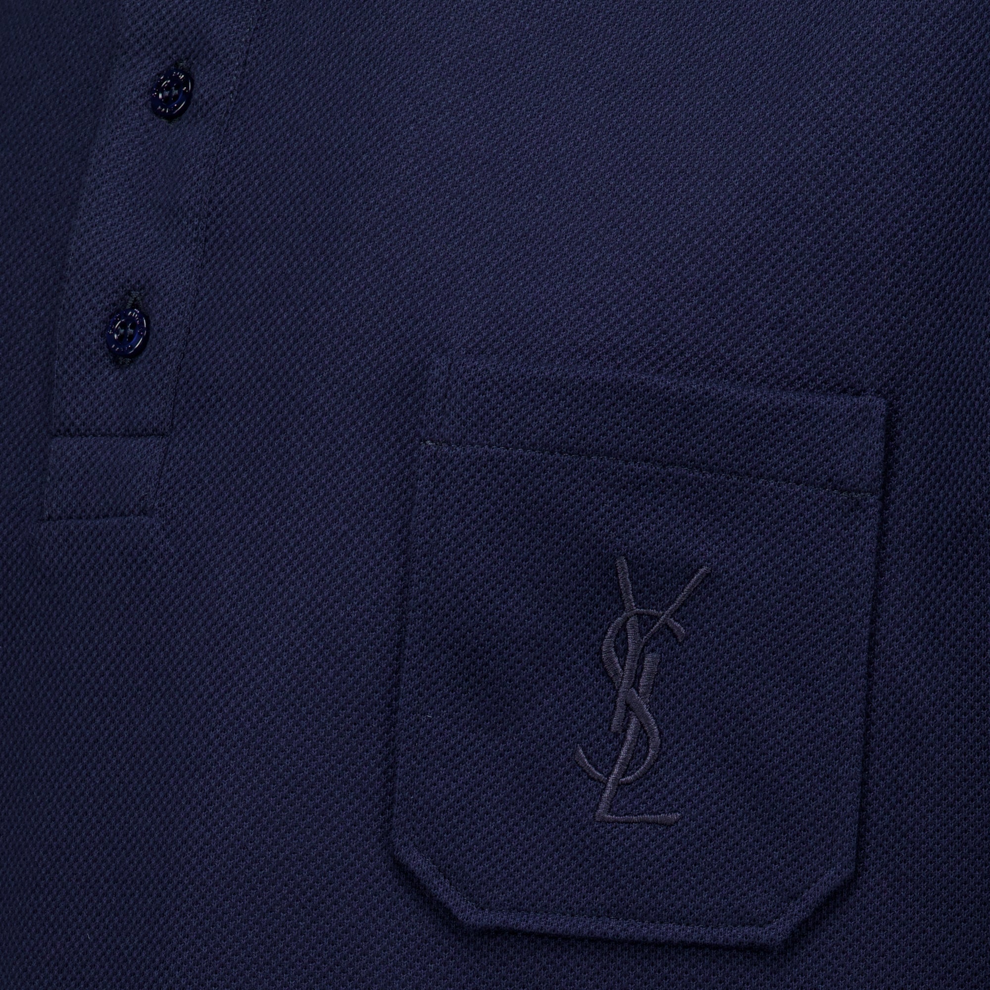 Polos Navy Blue Piqué Cotton Polo Saint Laurent Bleu foncé Homme