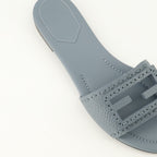 Chaussures ouvertes Mules Baguette en cuir bleu Fendi Bleu Femme