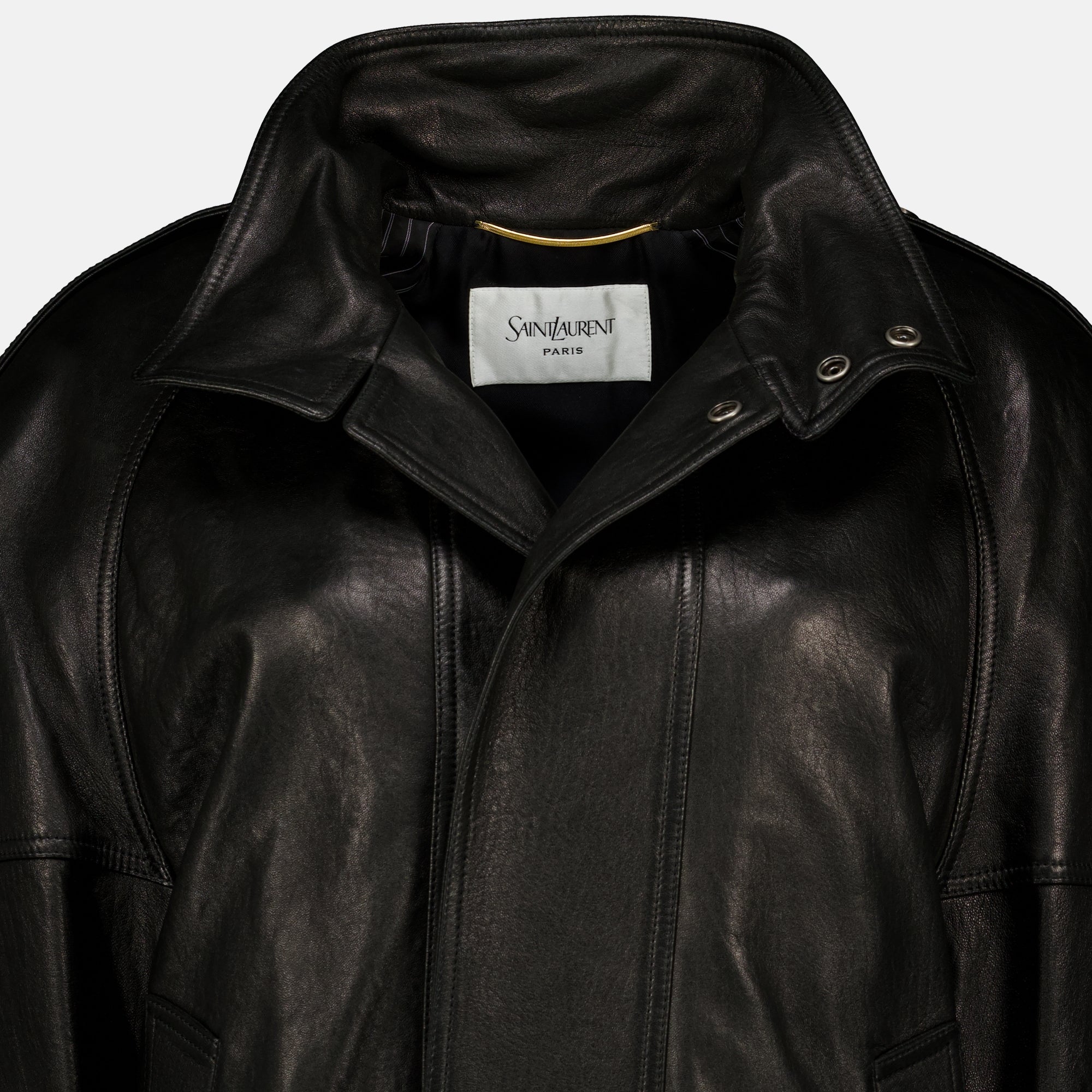 Manteaux ブラックヴィンテージレザージャケット Saint Laurent Noir Femme