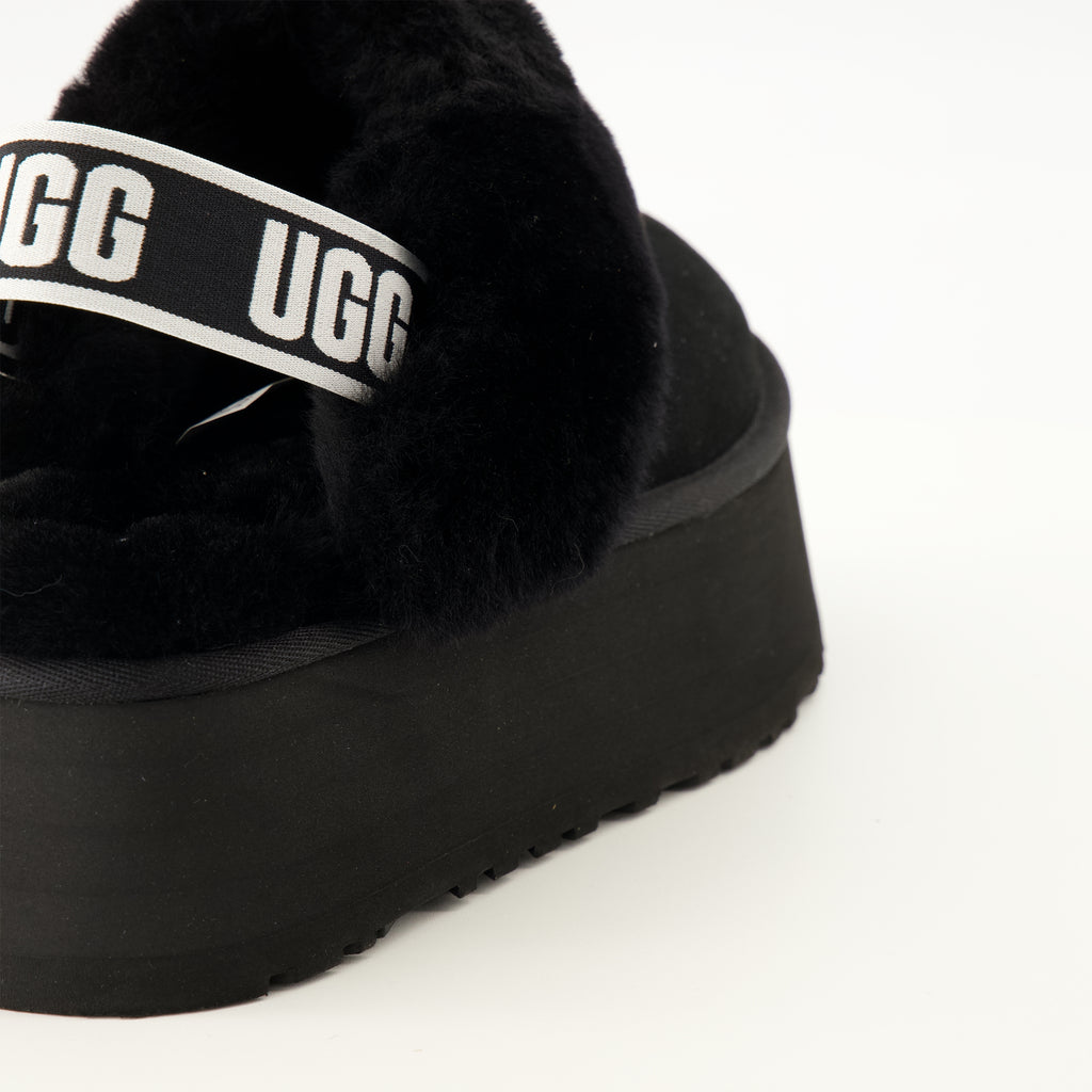 Chaussures ouvertes Funkette Schwarze Hausschuhe Ugg Noir Femme