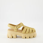 Zapatos abiertos Sandalias de rafia Monolith Prada Beige Femme