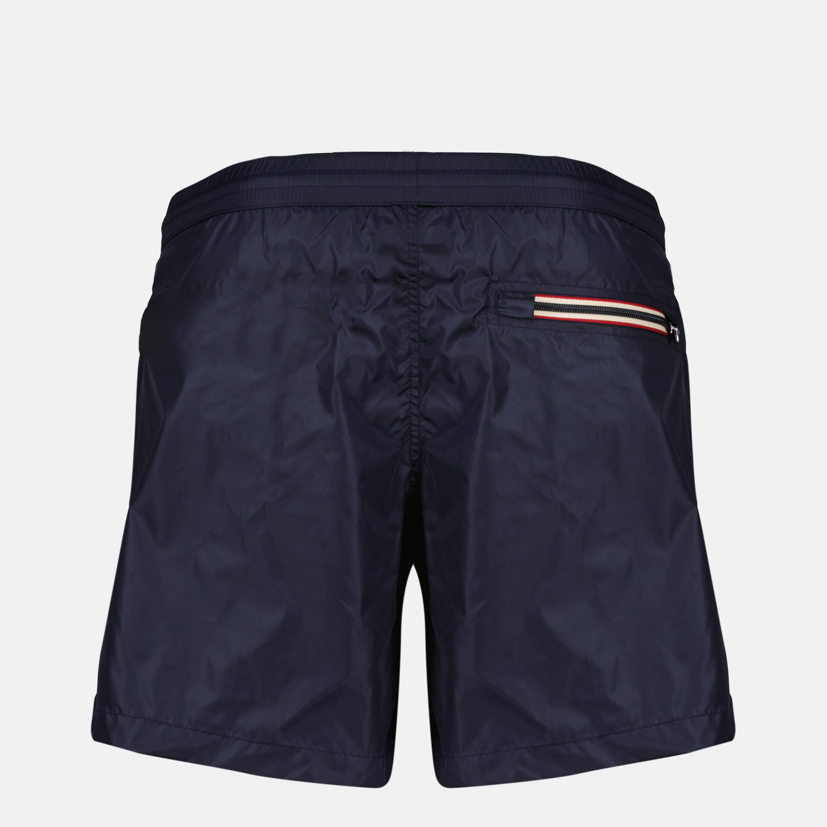 Image de l'article Short de bain à logo bleu marine en nylon de la marque Moncler pour Homme - Saison Printemps-Été 2026 - Vue de Dos