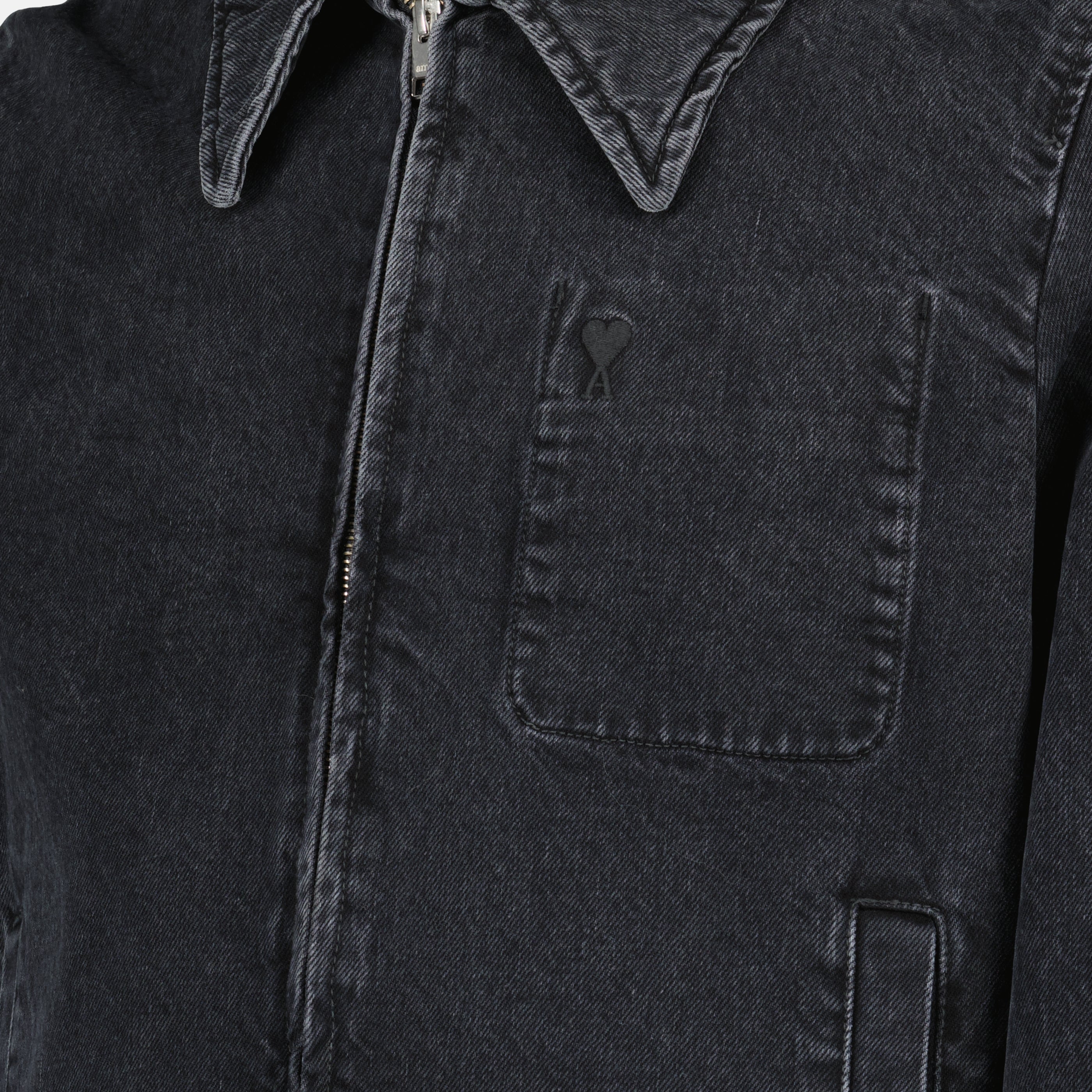 Vestes Veste zippée en denim noir Ami PARIS Noir Homme