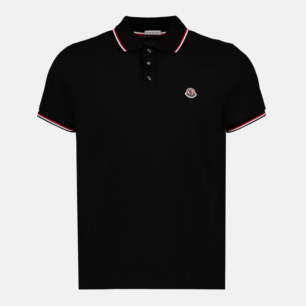 Image de l'article Polo à logo en coton noir de la marque Moncler pour Homme - Saison Printemps-Été 2026 - Vue de Face