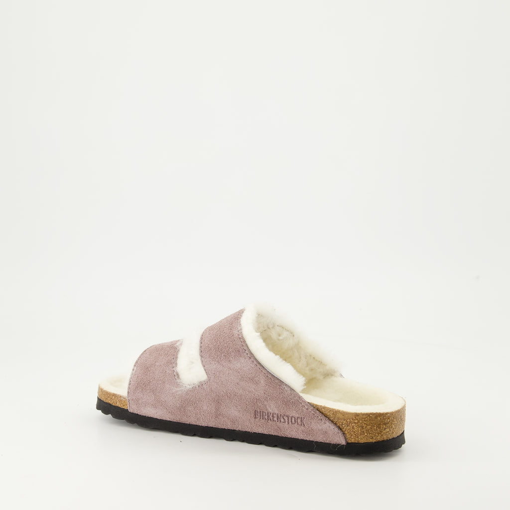 Offene schuhe Flauschige Arizona Hausschuhe Birkenstock Lila Femme