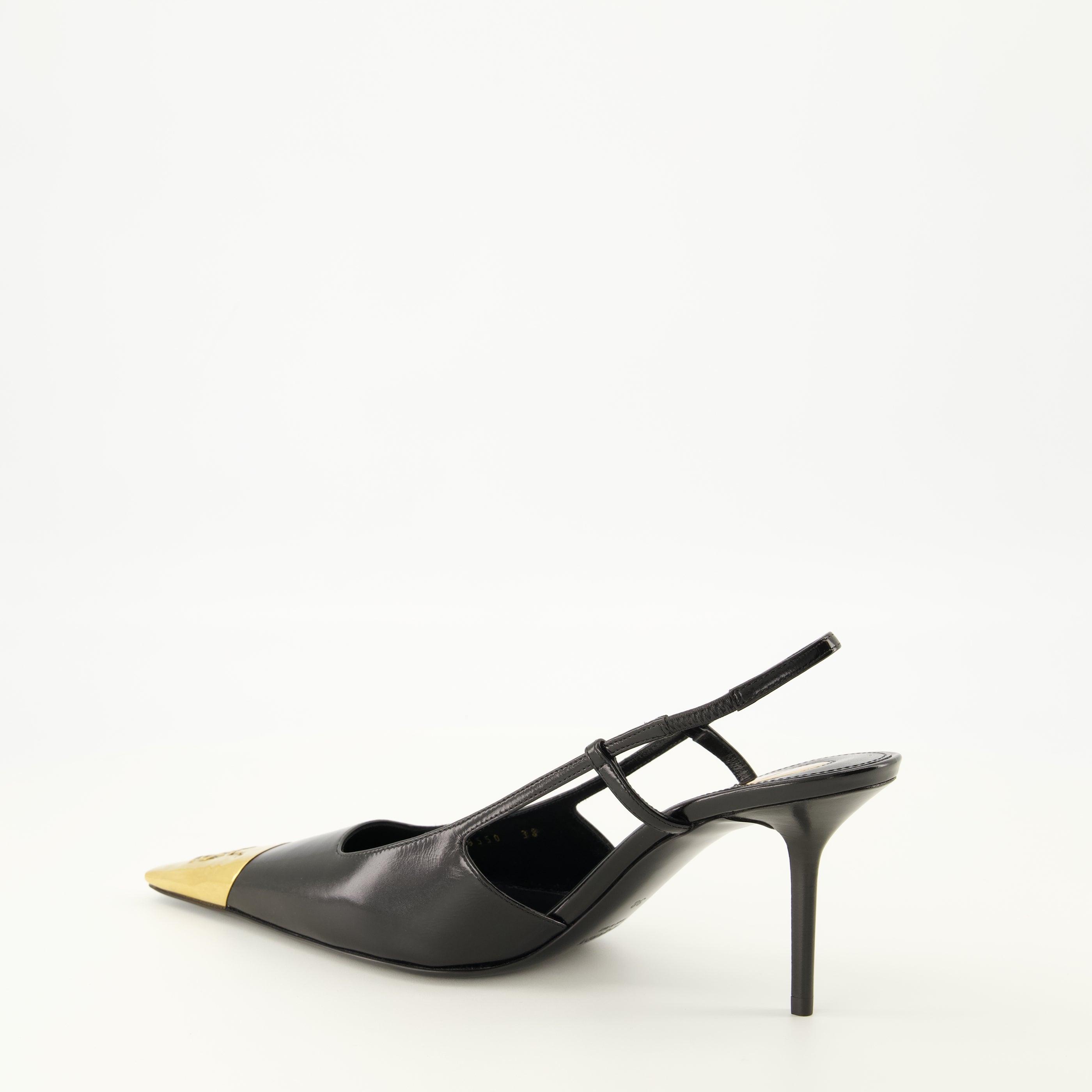 Escarpins Jeanne Slingback in Pelle Nera Saint Laurent Noir Femme